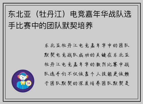 东北亚（牡丹江）电竞嘉年华战队选手比赛中的团队默契培养